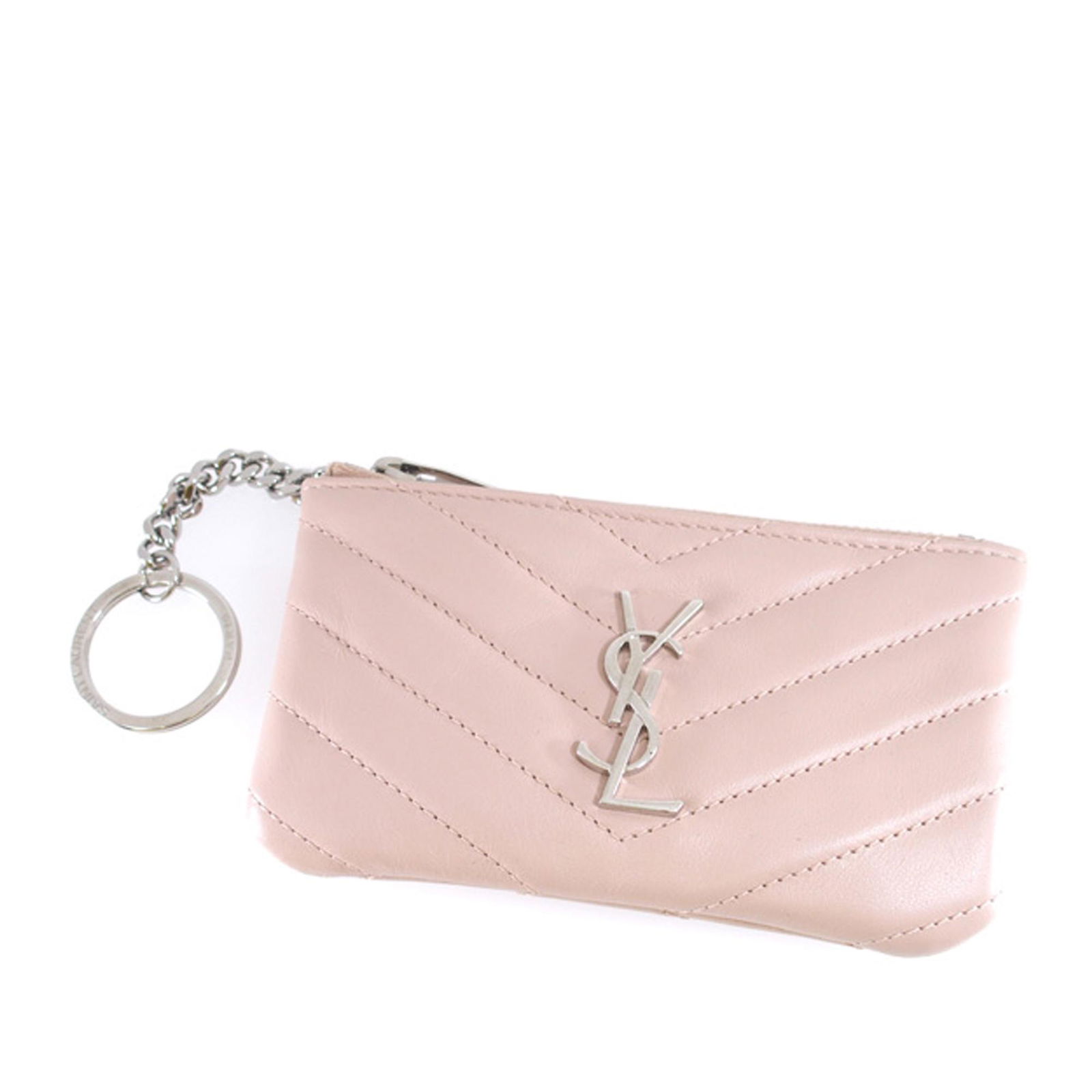 Authentic YSL Monogram Leather Coin Pouch: This item qualifies for FREE DOMESTIC SHIPPING to customers in the USA This coin pouch features a monogram V leather body and a top zip closure. Brand: YSL Model: Monogram Leather Coin Pouch Origin: F