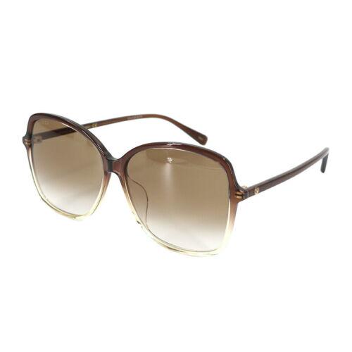 Authentic GUCCI Interlocking G Sunglasses Brown Clear: This item qualifies for FREE DOMESTIC SHIPPING to customers in the USA Brand: Gucci Department: Women Style: Sunglasses Weight: 1.Oz Color: Brown Clear Engraved: Gg0546Sk The BIDHAUS Guarantee: Photos