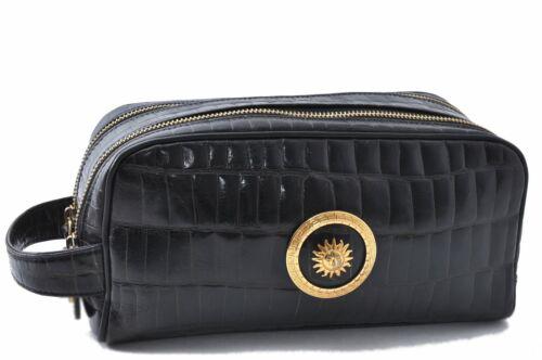 Authentic VERSACE Crocodile Motif Leather Clutch Hand: This item qualifies for FREE DOMESTIC SHIPPING to customers in the USA Brand: VERSACE Type: Clutch Bag Bag Length: 9.4inches(24cm) Department: Women Bag Height: 5.1inches(13cm) Material: Leather Bag D