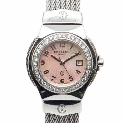 Authentic CHARRIOL Celtic CELT3 Quartz Pink Shell Dial: This item qualifies for FREE DOMESTIC SHIPPING to customers in the USA Brand: Charriol Casesize Length: 30Mm(Included Lag) Refnumber: Celt3 Casesize Width: 26Mm(Not Included Crown) Movement: Quartz Ca
