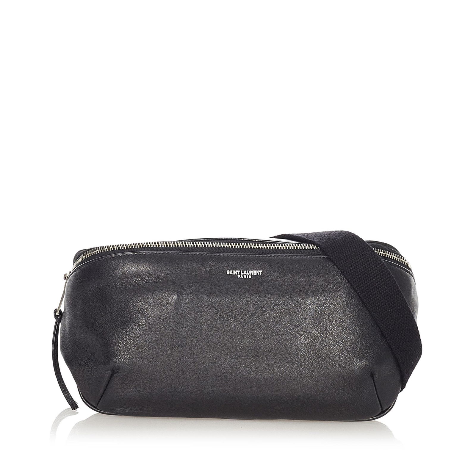 Authentic YSL Leather Belt Bag: This item qualifies for FREE DOMESTIC SHIPPING to customers in the USA This belt bag features a leather body an exterior back zip pocket an adjustable flat leather strap and a top zip closure. Brand: