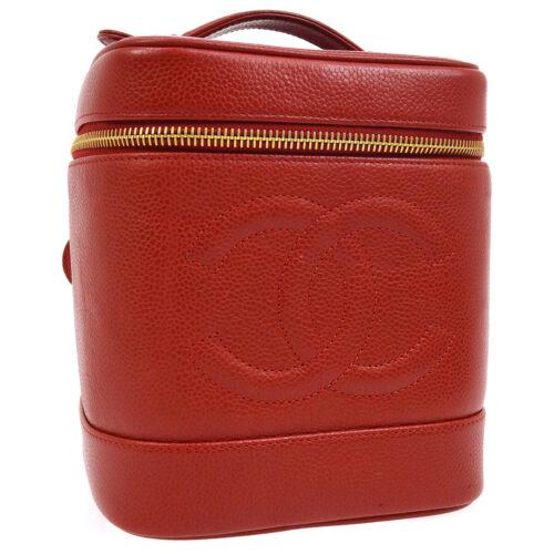 Authentic CHANEL Cosmetic Vanity Hand Bag: This item qualifies for FREE DOMESTIC SHIPPING to customers in the USA Size: Medium Color: Red Accents: Logo MPN: Does Not Apply Model: Cosmetic Bag Closure: Zipper Country/Region of Manufacture: Fran