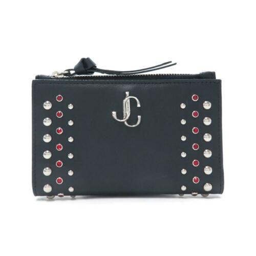 Authentic JIMMY CHOO Wallet: This item qualifies for FREE DOMESTIC SHIPPING to customers in the USA Brand: Jimmy Choo Gender: Ladies Style: Purse Size: W X H X Gusset (W) : 13.5Cm X 8Cm X 1.5Cm Color: Black / Silver Metal Parts T