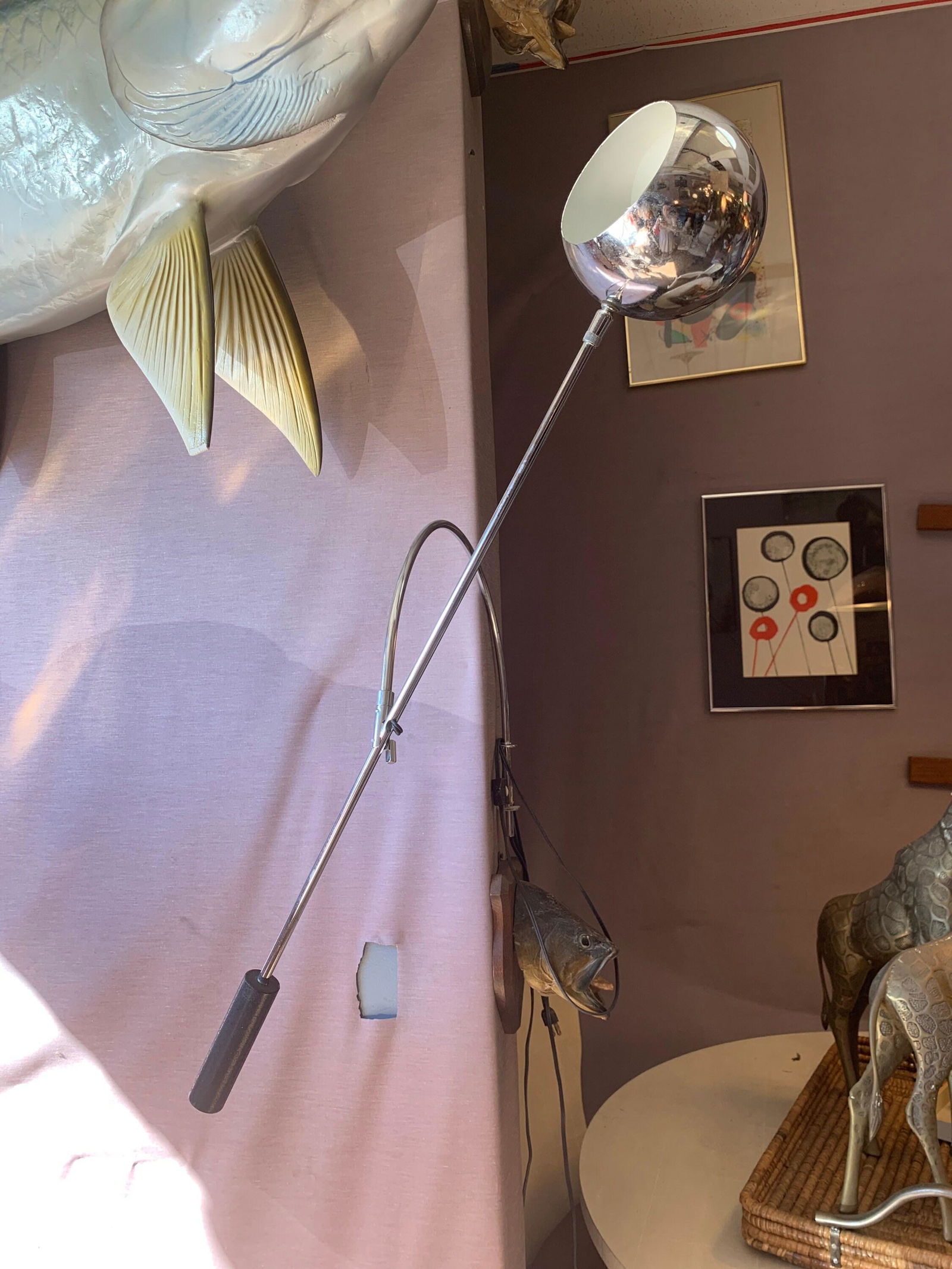 Mid Century Modern Robert Sonneman Orbital Wall Mounted: Mid Century Modern Robert Sonneman Orbital Wall Mounted Lamp Circa 1970 H 14 W 34 D 38 Good vintage condition The BIDHAUS Guarantee: Photos descriptions and estimates were prepared with t