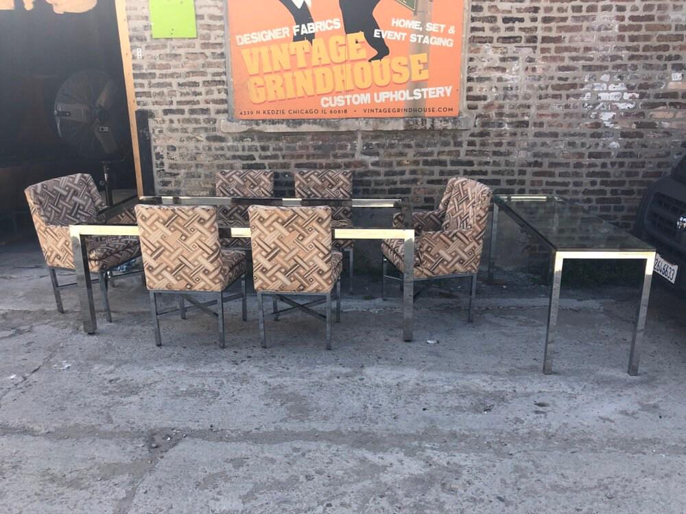 Mid Century Modern Milo Baughman Dining Set Includes:: Mid Century Modern Milo Baughman Dining Set Includes: Sideboard Dining Table and 6 Dining Chairs - 8 Piece Set The 6 chairs are sold as is Circa 1970 4 Chairs H 36 W 20 D 21 Seat H 20 2 Armchairs H 36