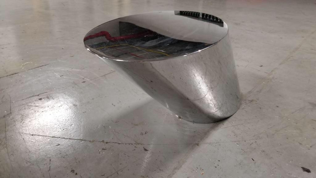 Mid Century Modern Zephyr Side Table Designed by J.: Mid Century Modern Zephyr Side Table Designed by J. Wade Beam for Brueton This Iconic Sculptural and Angled Polished Stainless Steel Side or End Table is Just One Perfect Example of The Timeless Pop C