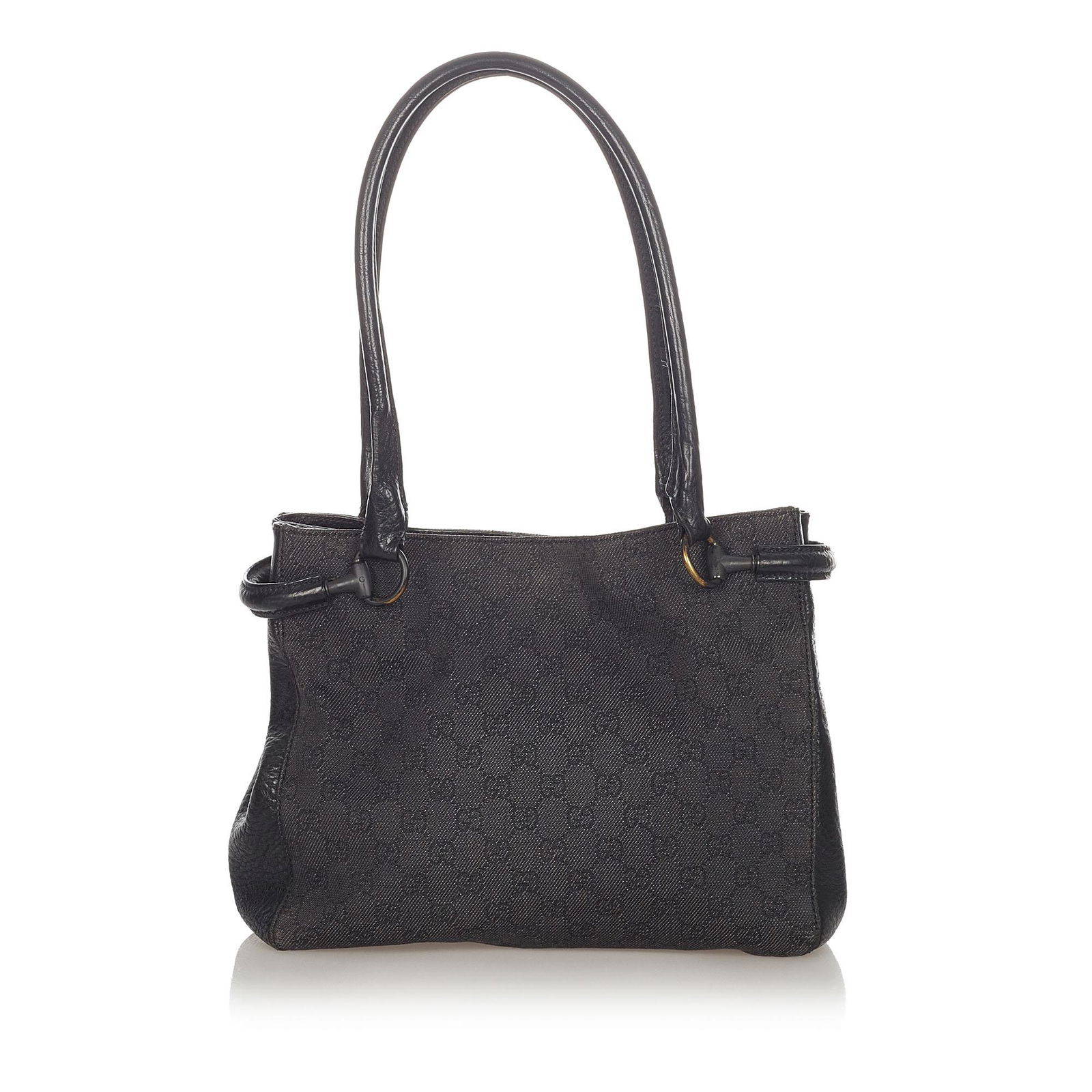 Authentic Gucci GG Canvas Shoulder Bag: This item qualifies for FREE DOMESTIC SHIPPING to customers in the USA This tote bag features a canvas body with leather trim rolled leather handles an open top and interior zip and slip pockets. Bran