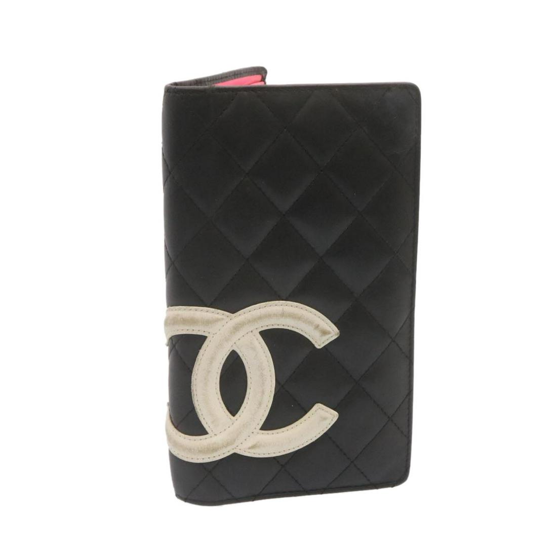 Authentic CHANEL Matelasse Cambon Line Long Wallet: This item qualifies for FREE DOMESTIC SHIPPING to customers in the USA Brand: CHANEL Style: Long Wallet Material: Leather Color: Black / Pink Made In: Italy Size (Inches): W7.3 x H3.9 x D0.8inch(Appro