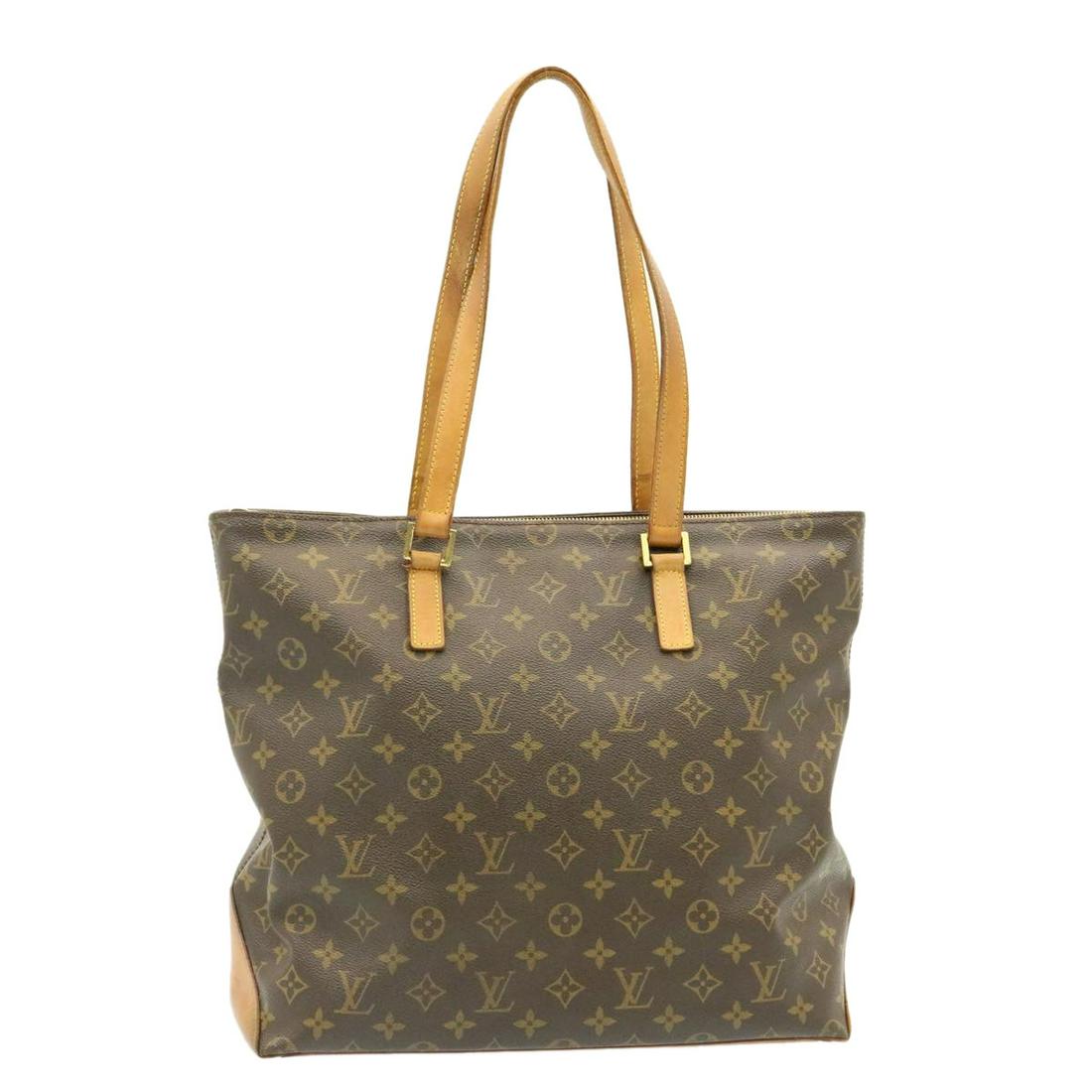 Authentic LOUIS VUITTON Monogram Cabas Mezzo Tote Bag: This item qualifies for FREE DOMESTIC SHIPPING to customers in the USA Brand: LOUIS VUITTON Style: Tote Bag Material: Monogram Canvas Color: Monogram Made In: France Size (Inches): W15.0 x H13.0 x D6.