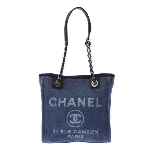 Authentic CHANEL Deauville PM Blue bags: This item qualifies for FREE DOMESTIC SHIPPING to customers in the USA Brand: CHANEL Bag Depth: 11cm Style: bags Bag Length: 26cm Material: Canvas / leather Department: Ladies Color: Blue Type: Tote B