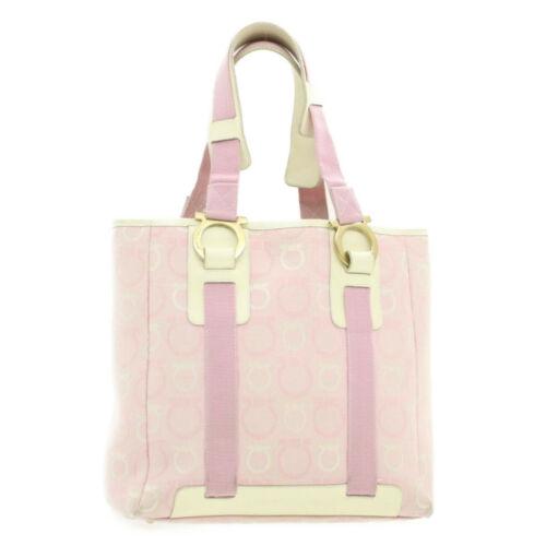 Authentic SALVATORE FERRAGAMO Gancini Tote Bag Pink: This item qualifies for FREE DOMESTIC SHIPPING to customers in the USA Department: Women Size: W25 x H25 x D12cm(Approx) Country/Region of Manufacture: Italy Material: Canvas Brand: Salvatore Ferragam