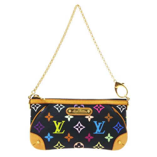 Authentic LOUIS VUITTON POCHETTE MILLA MM CHAIN HAND: This item qualifies for FREE DOMESTIC SHIPPING to customers in the USA Size: Small Features: Chain Strap Detachable Strap Inner Pockets Accents: Logo Color: Black etc Model: Monogram Multi-Color Year