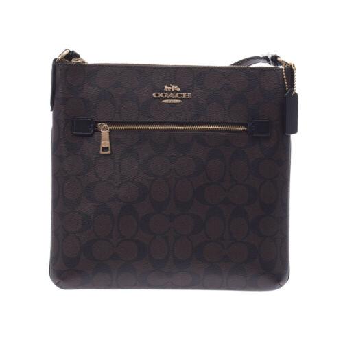 Authentic COACH Signature flat type Dark brown / black: This item qualifies for FREE DOMESTIC SHIPPING to customers in the USA Brand: COACH Bag Depth: 4cm Style: Bag Bag Length: 26cm Material: PVCx leather Department: unisex Color: Brown Type: Shoulder Bag