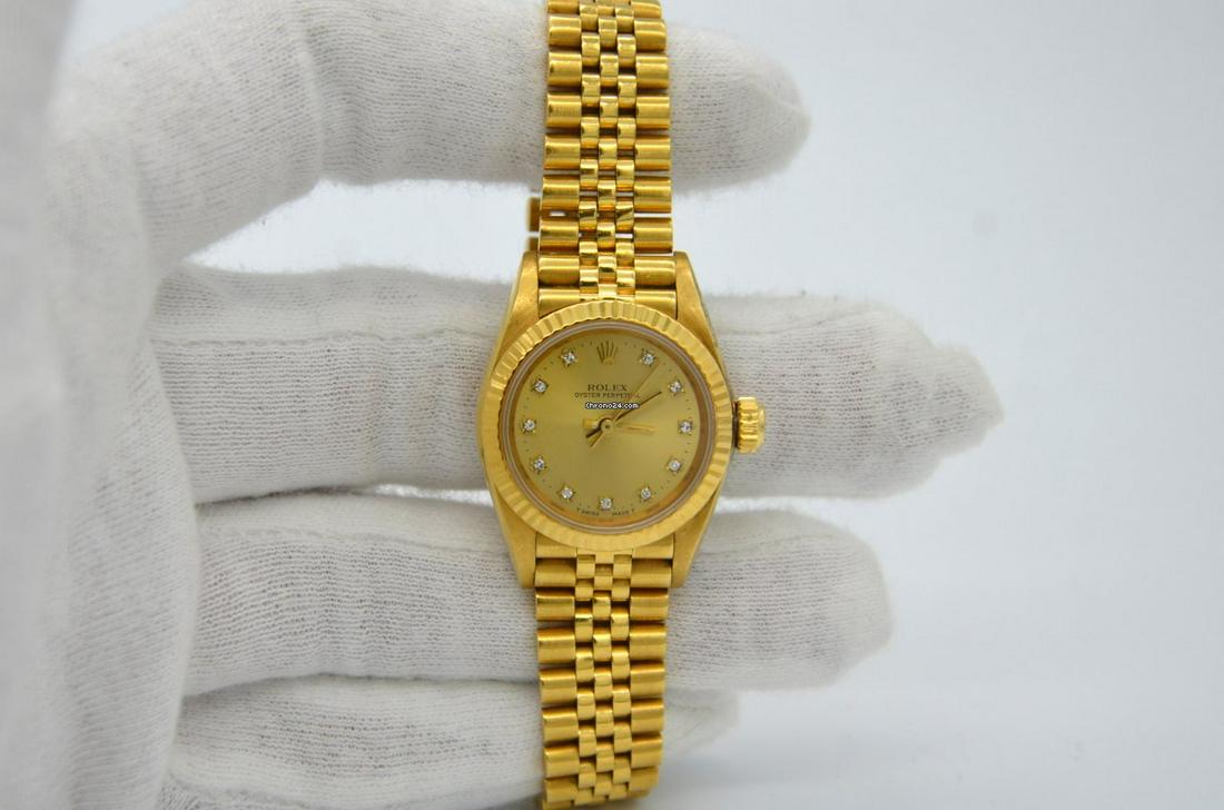 Authentic Rolex Oyster Perpetual Original Factory: This item qualifies for FREE DOMESTIC SHIPPING to customers in the USA Basic Info Brand: Rolex Model: Oyster Perpetual Reference number: 67198 Movement: Automatic Case material: Yellow gold Bracelet m