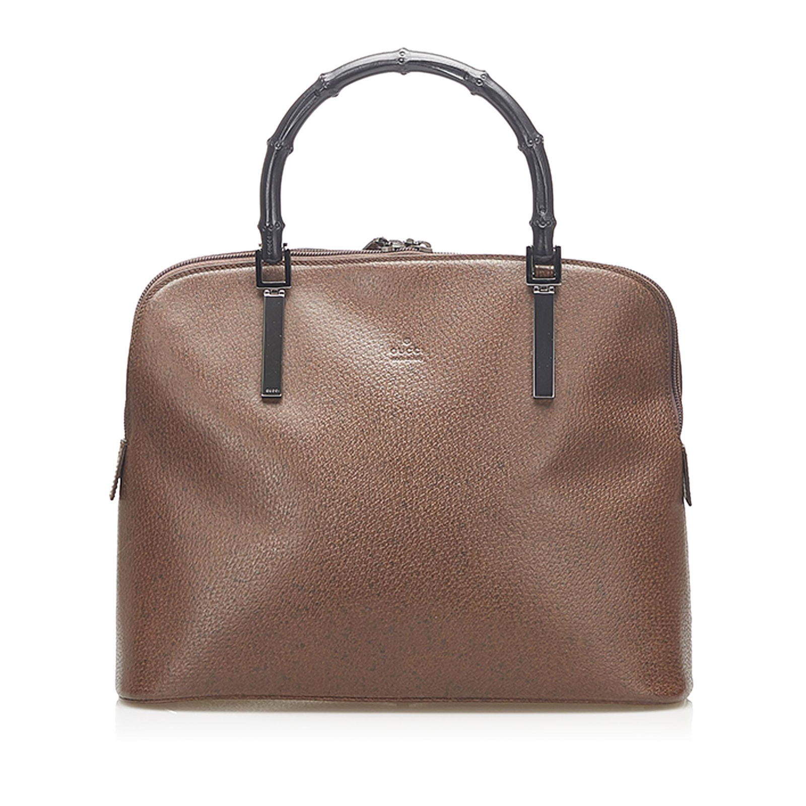 Authentic Gucci Bamboo Leather Handbag: This item qualifies for FREE DOMESTIC SHIPPING to customers in the USA This handbag features a leather body bamboo top handles a top zip closure and an interior zip pocket. Brand: Gucci Model: Bamboo