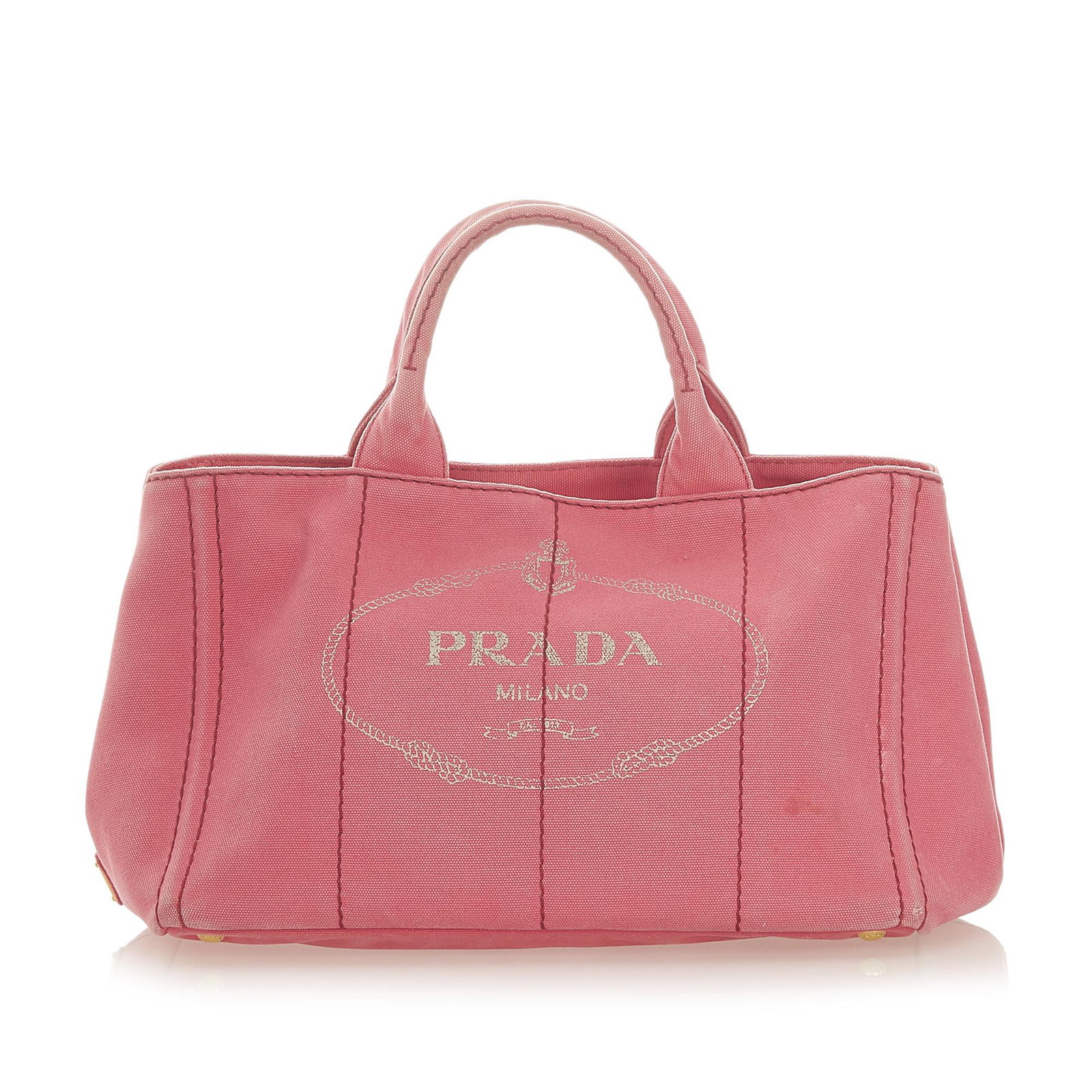 Authentic Prada Canapa Logo Canvas Satchel: This item qualifies for FREE DOMESTIC SHIPPING to customers in the USA The Canapa tote features a canvas body rolled handles detachable flat strap an open top and an interior zip and slip pockets. Bra