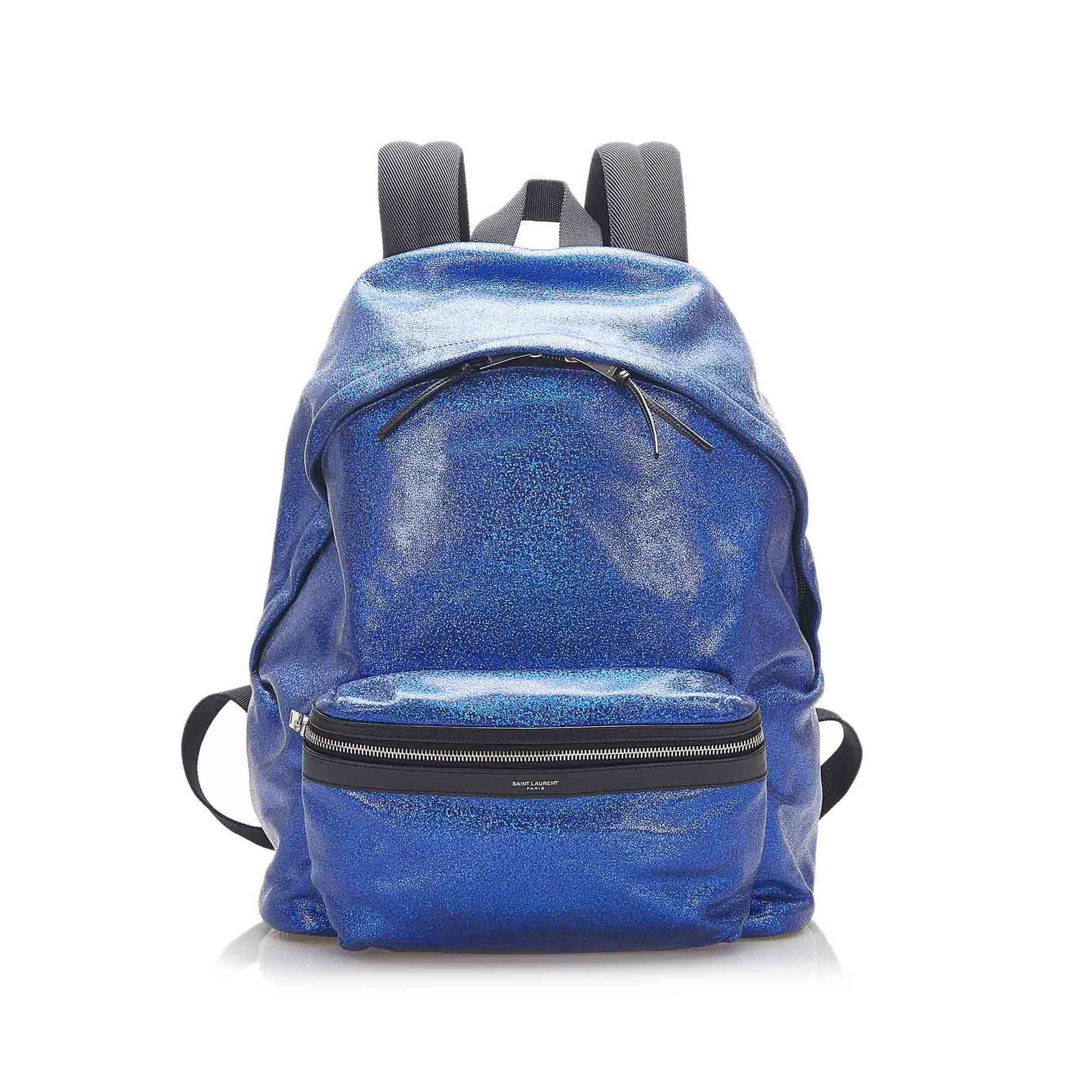 Authentic YSL Hunting Leather Backpack: This item qualifies for FREE DOMESTIC SHIPPING to customers in the USA The Hunting backpack features a leather body a front exterior zip compartment a flat top handle flat back straps a top zip closur