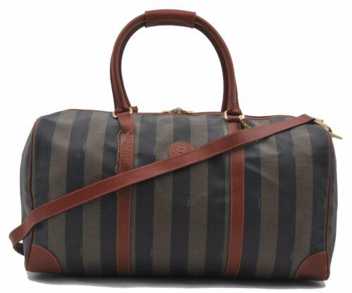 Authentic FENDI Pequin Pattern PVC Leather 2Way Travel: This item qualifies for FREE DOMESTIC SHIPPING to customers in the USA Brand: FENDI Style: Boston Bag Country/Region of Manufacture: Italy Type: Boston Bag Bag Length: 19.7inches (50cm) Department: Wo