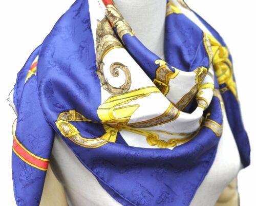 Authentic HERMES Scarf "INSTRUCTION DU ROY" Silk Navy: This item qualifies for FREE DOMESTIC SHIPPING to customers in the USA Brand: HERMES Material: Silk Country/Region of Manufacture: France Color: Blue Style: Scarf Size(cm): W90 x H90cm(Approx) Type: S