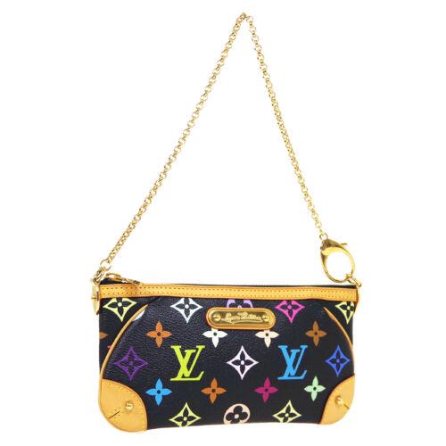 Authentic LOUIS VUITTON POCHETTE MILLA MM 2WAY CHAIN: This item qualifies for FREE DOMESTIC SHIPPING to customers in the USA Size: Small Features: Chain Strap Detachable Strap Inner Pockets Accents: Logo Color: Black etc Model: Monogram Multi-Color Year