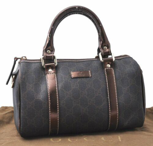 Authentic GUCCI Hand Boston Bag GG PVC Leather Black: This item qualifies for FREE DOMESTIC SHIPPING to customers in the USA Brand: GUCCI Style: Hand Bag Country/Region of Manufacture: Italy Type: Hand Bag Serial Number: 193604213317 Department: Women Ba