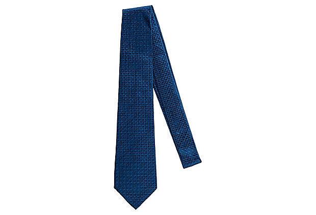 Authentic Chanel New Geometric Blue Silk Tie: This item qualifies for FREE DOMESTIC SHIPPING to customers in the USA Condition: New Era: Contemporary; 2000s Dimensions: 57" L x 3" W Materials: silk Color: blue Chanel brand new silk tie. Blue geom