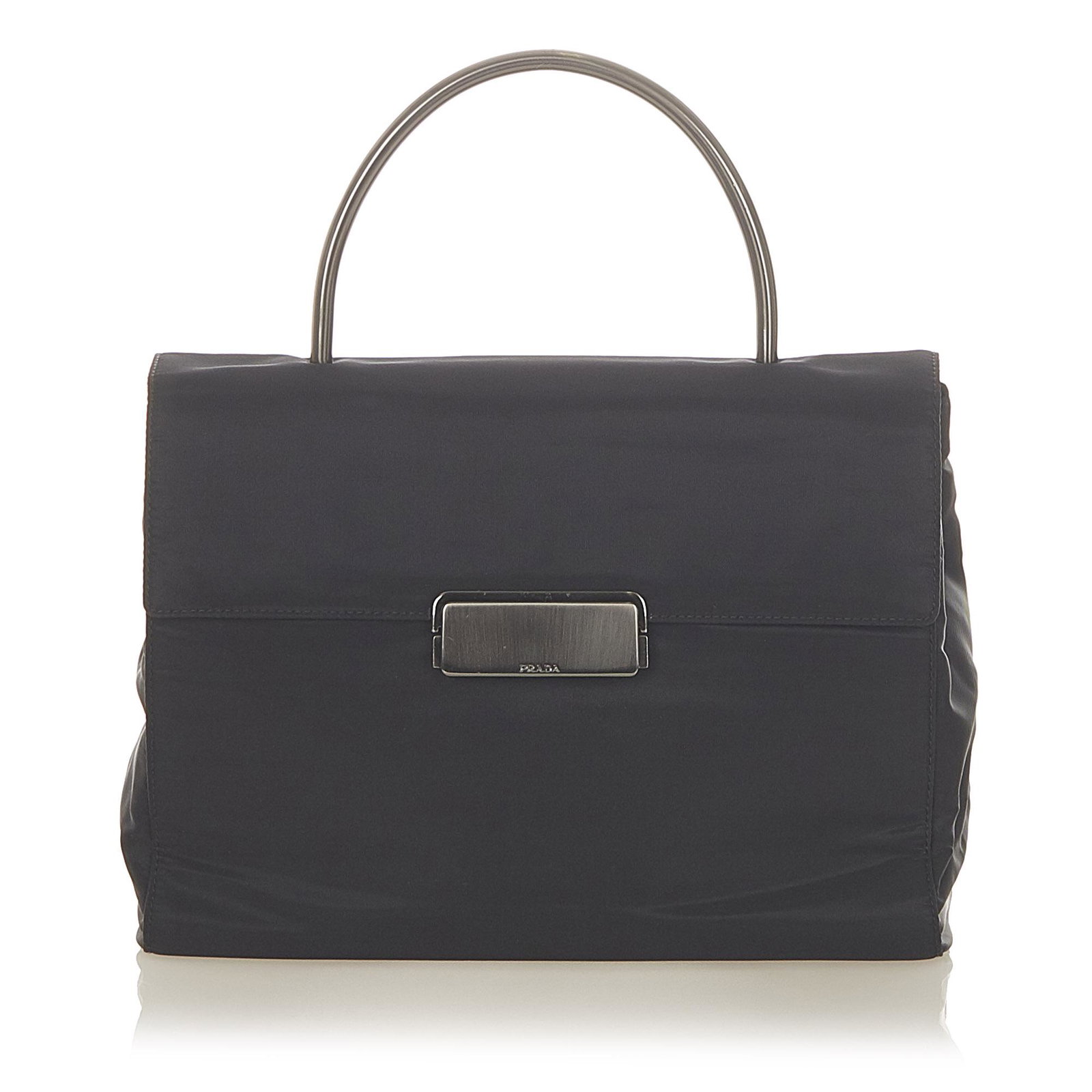 Authentic Prada Tessuto Handbag: This item qualifies for FREE DOMESTIC SHIPPING to customers in the USA This handbag features a nylon body a rolled leather top handle a front flap with magnetic closure and an interior zip pocket. Bra