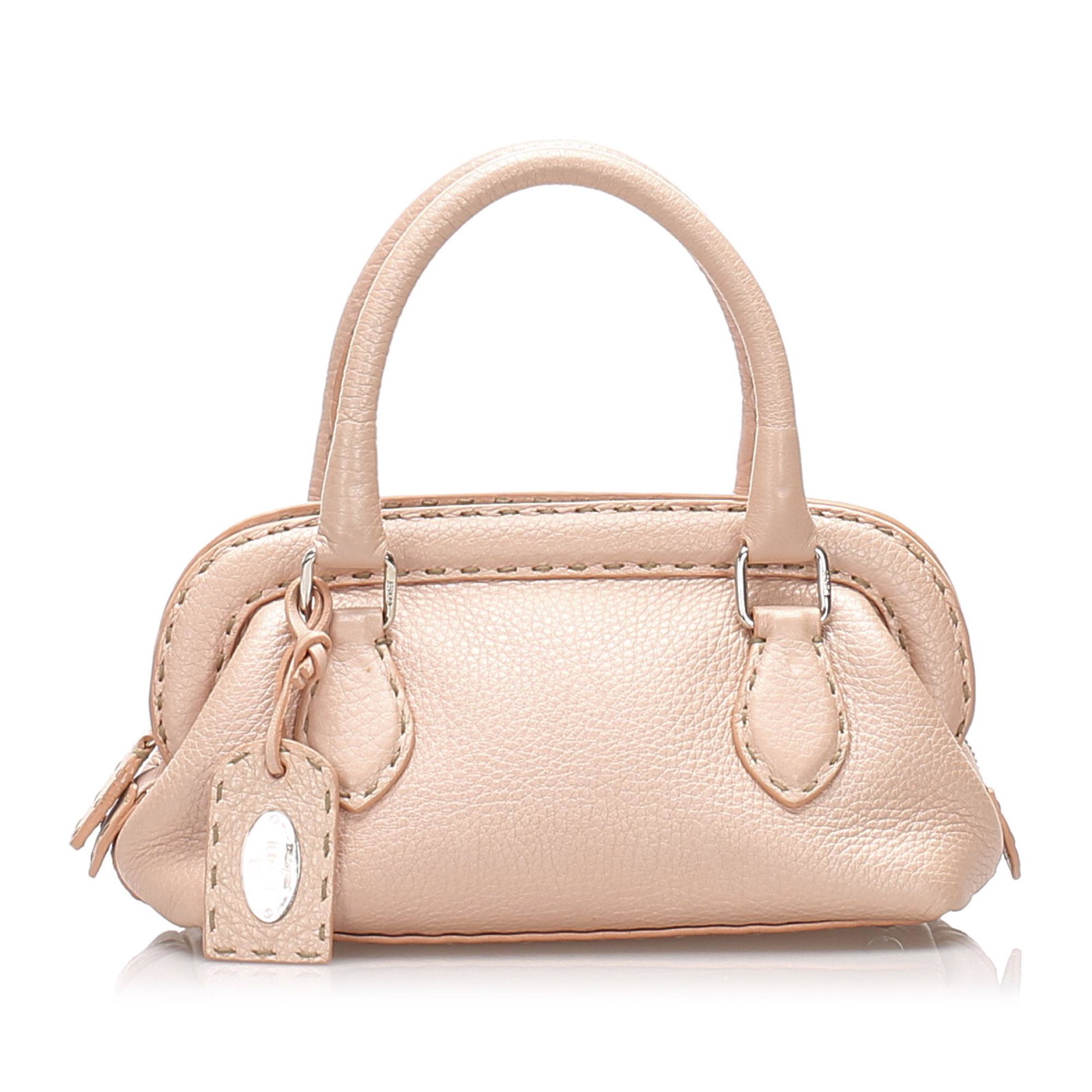Authentic Fendi Selleria Leather Handbag: This item qualifies for FREE DOMESTIC SHIPPING to customers in the USA The Selleria Bag features a leather body rolled leather handles top zip closure and interior zip pocket. Brand: Fendi Model: Sell
