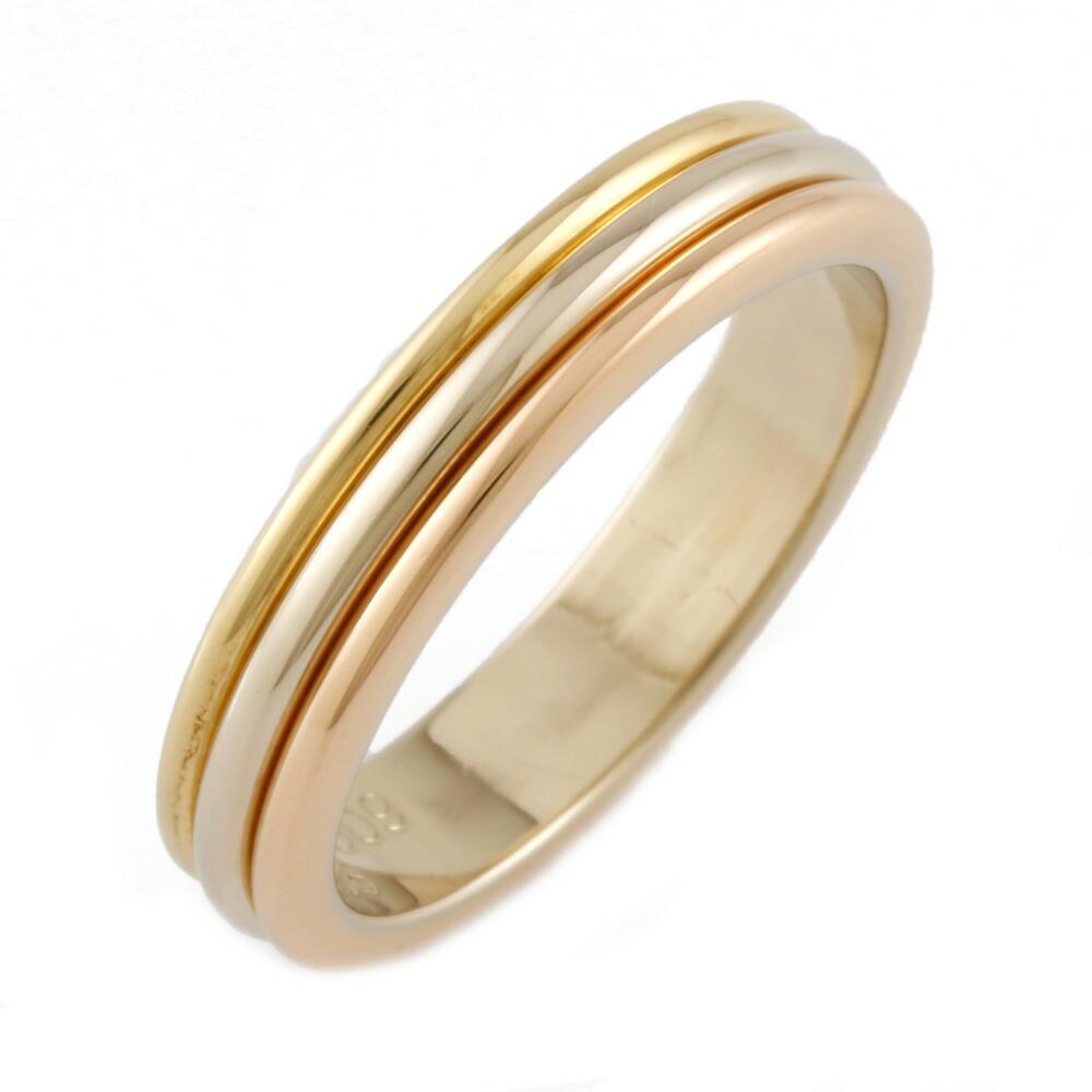 Authentic CARTIER K18 Ring Trinity 3 Color No. 10 Gold: This item qualifies for FREE DOMESTIC SHIPPING to customers in the USA Brand: Cartier Type: Band ring Gender: Women Condition: Used (like new) Line: Trinity Material: Pink gold (18K), White gold (18K)