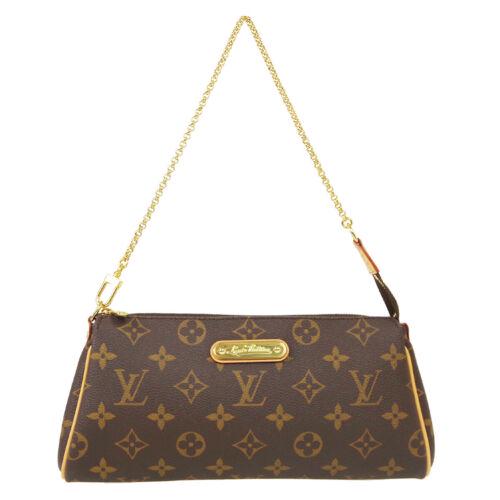 Authentic LOUIS VUITTON EVA 2WAY CHAIN HAND BAG POUCH: This item qualifies for FREE DOMESTIC SHIPPING to customers in the USA Size: Medium Features: Monogram Chain Strap Detachable Strap Accents: Logo Color: Brown Model: Monogram Year Manufactured: 2010-2