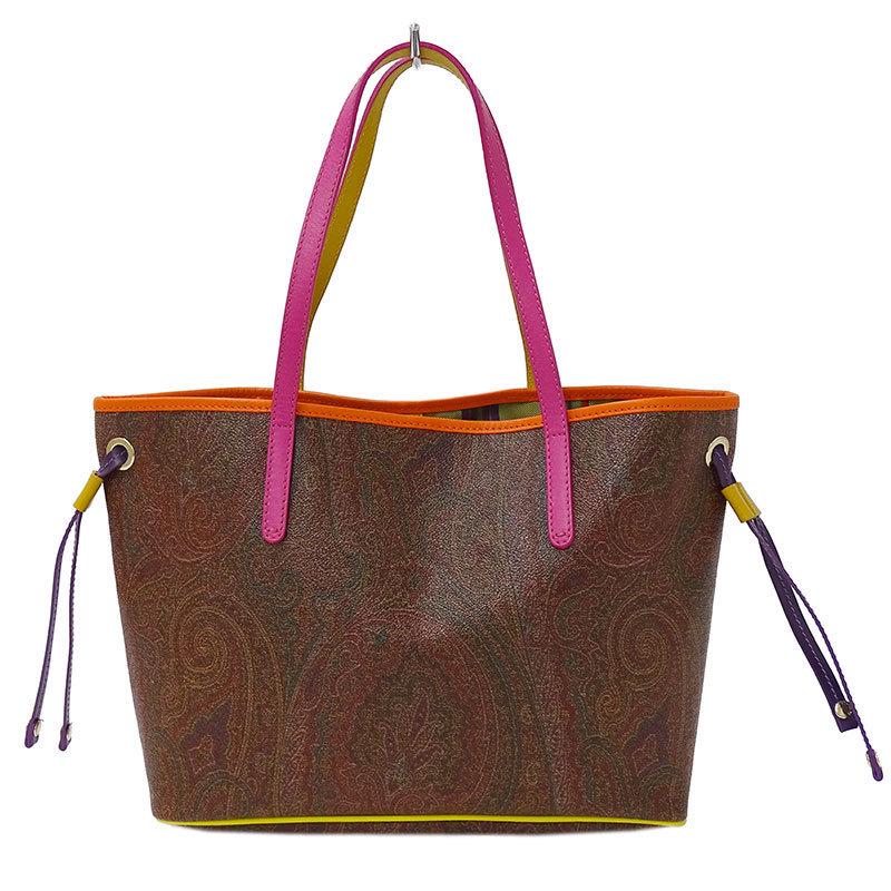 Authentic Etro Tote Bag Shoulder PVC Brown Bordeaux: Brand: Etro Type: Shoulder bag, Tote bag Gender: Women Condition: Used (very good) Material: PVC Color: Bordeaux, Brown Size (HxWxD): 22cm x 36cm x 11.5cm / 8.66'' x 14.17'' x 4.52'' Handle Length: 45