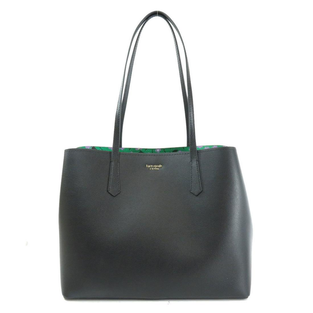 Authentic Kate Spade Logo Motif Tote Bag Leather Ladies: This item qualifies for FREE DOMESTIC SHIPPING to customers in the USA Brand: Kate Spade Model: Logo motif Type: Tote bag Gender: Women Condition: Used (very good) Color: Black Size (HxWxD): 27cm x 33
