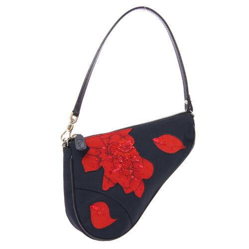 Authentic Christian Dior Saddle beads Spangle Hand Bag: This item qualifies for FREE DOMESTIC SHIPPING to customers in the USA Size: Small Material: Satin Leather Accents: Beaded Features: Detachable Strap Model: Saddle Hand Bag Color: Red Black Country/Re