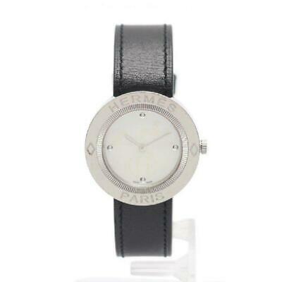 Authentic HERMES Pass Pass PP1.410 Quartz SS Leather: This item qualifies for FREE DOMESTIC SHIPPING to customers in the USA Brand: HERMES Product Name: HERMES Pass Pass Ladies Watch Quartz SS Leather Silver Black Shell Dial K engraved second hand Assess