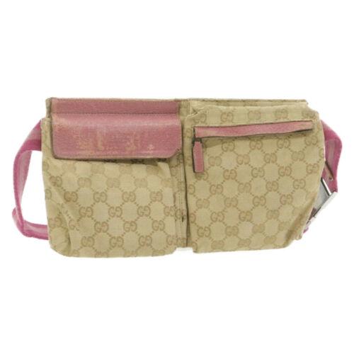Authentic GUCCI GG Canvas Waist Pouch Body Bag Beige: This item qualifies for FREE DOMESTIC SHIPPING to customers in the USA Brand: Gucci Size: W29 X H15 X D3Cm(Approx)/Belt Length 103(Approx) Color: Beige Country/Region Of Manufacture: Italy Material: C
