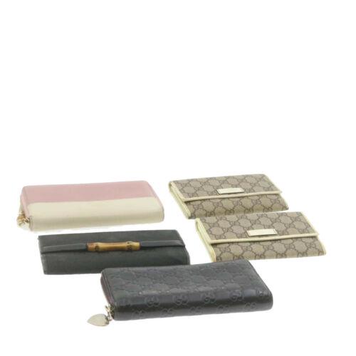 Authentic GUCCI GG Canvas Guccissima Wallet 5set Beige: This item qualifies for FREE DOMESTIC SHIPPING to customers in the USA Brand: Gucci Material: Canvas / Leather / Pvc Type: Unknown Country/Region Of Manufacture: Italy Color: Beige / Black / Pink Depa