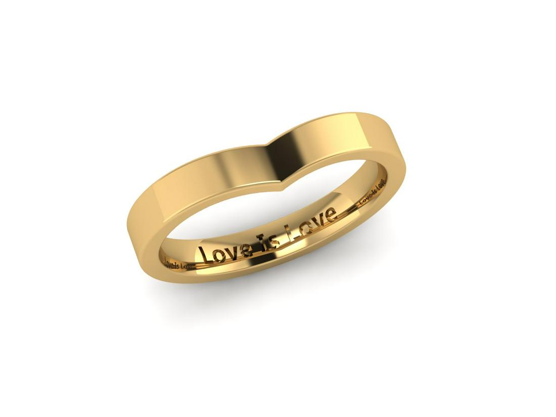 Heart Wedding Ring In 14kt Yellow Gold: This item qualifies for FREE DOMESTIC SHIPPING to customers in the USA 14 Karat Yellow Gold Heart Shaped Wedding Ring In 3.2 Mm Band Width. Personalize The Interior Of The Band With A Custom Engraving