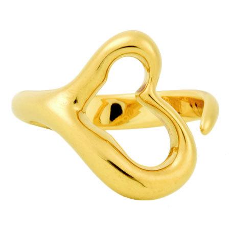 Authentic Tiffany & Co. Open Heart Ring K18YG Elsa: This item qualifies for FREE DOMESTIC SHIPPING to customers in the USA Brand: Tiffany Accessories: None Condition: Used (very good) Line: Open Heart Material: Yellow gold (18K) Color: Yellow Weight: 6