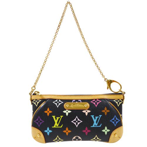 Authentic LOUIS VUITTON POCHETTE MILLA MM CHAIN HAND: This item qualifies for FREE DOMESTIC SHIPPING to customers in the USA Size: Small Features: Chain Strap Detachable Strap Inner Pockets Accents: Logo Color: Black etc Model: Monogram Multi-Color Year