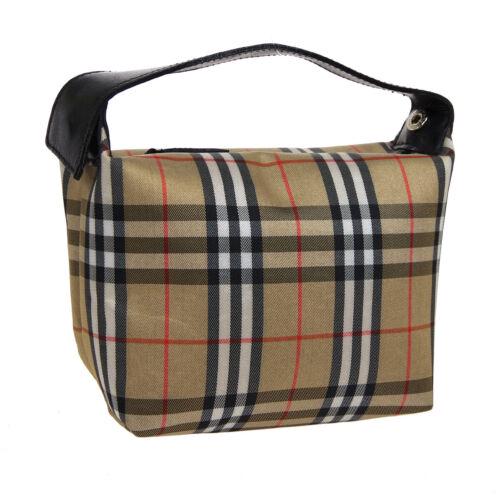 Authentic BURBERRY Burberry Check Hand Bag Pouch: This item qualifies for FREE DOMESTIC SHIPPING to customers in the USA Size: Medium Pattern: Check Accents: Logo Color: Beige Red Black etc. Model: Hand Bag MPN: Does Not Apply Country/Region of Manuf
