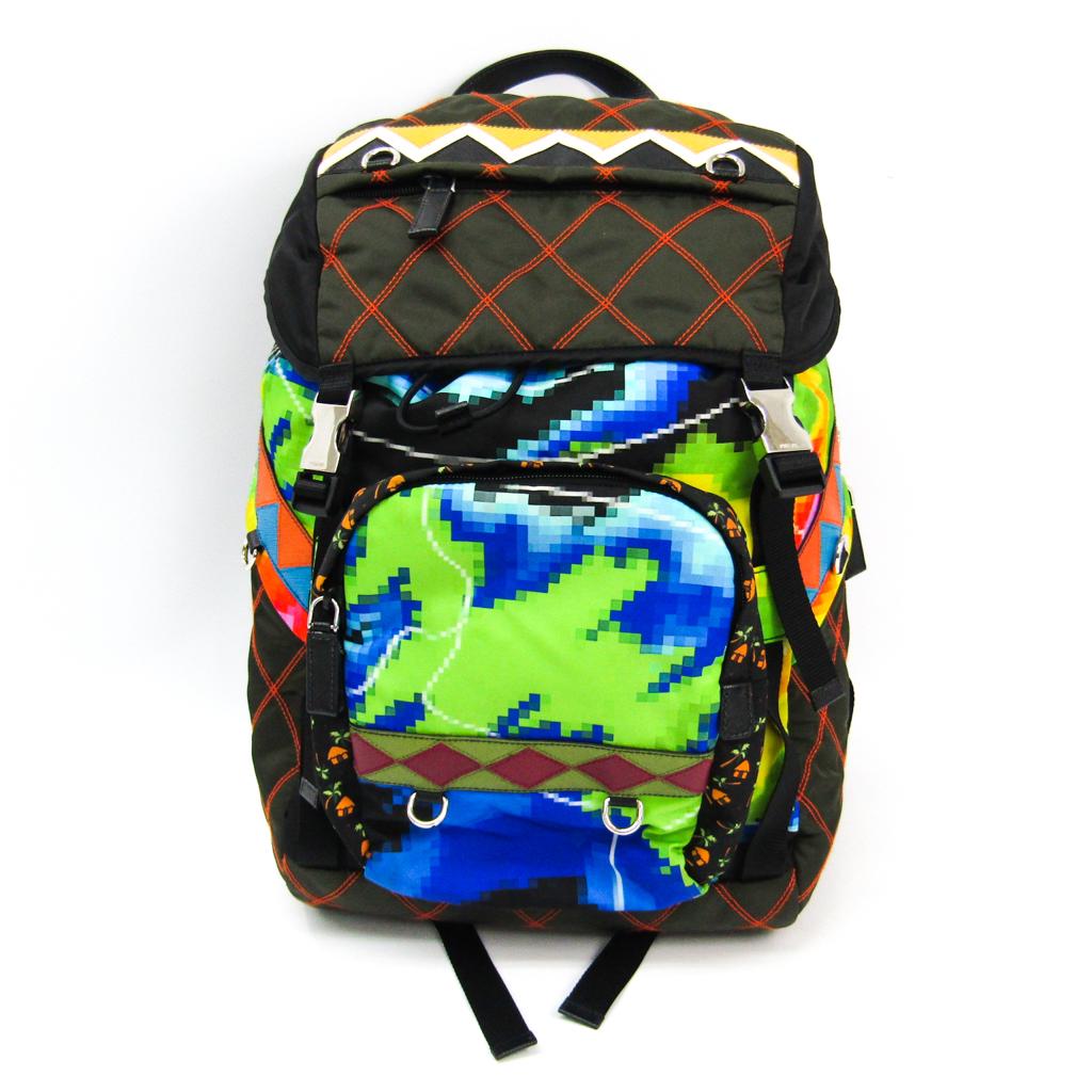Authentic Prada Mosaic Pattern 2VZ135 Men\'s Nylon: This item qualifies for FREE DOMESTIC SHIPPING to customers in the USA Brand: Prada Model: Mosaic pattern 2VZ135 Type: Backpack Gender: Men Condition: Used (like new) Material: Nylon Color: Multi-colo