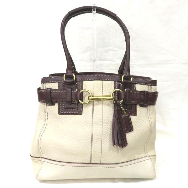 Authentic Coach Hamptons 10214 Leather Bag Tote Handbag: This item qualifies for FREE DOMESTIC SHIPPING to customers in the USA Brand: Coach Type: Handbag, Tote bag Gender: Women Condition: Used (good) Line: Hamptons Material: Leather Color: Bordeaux, Ivory