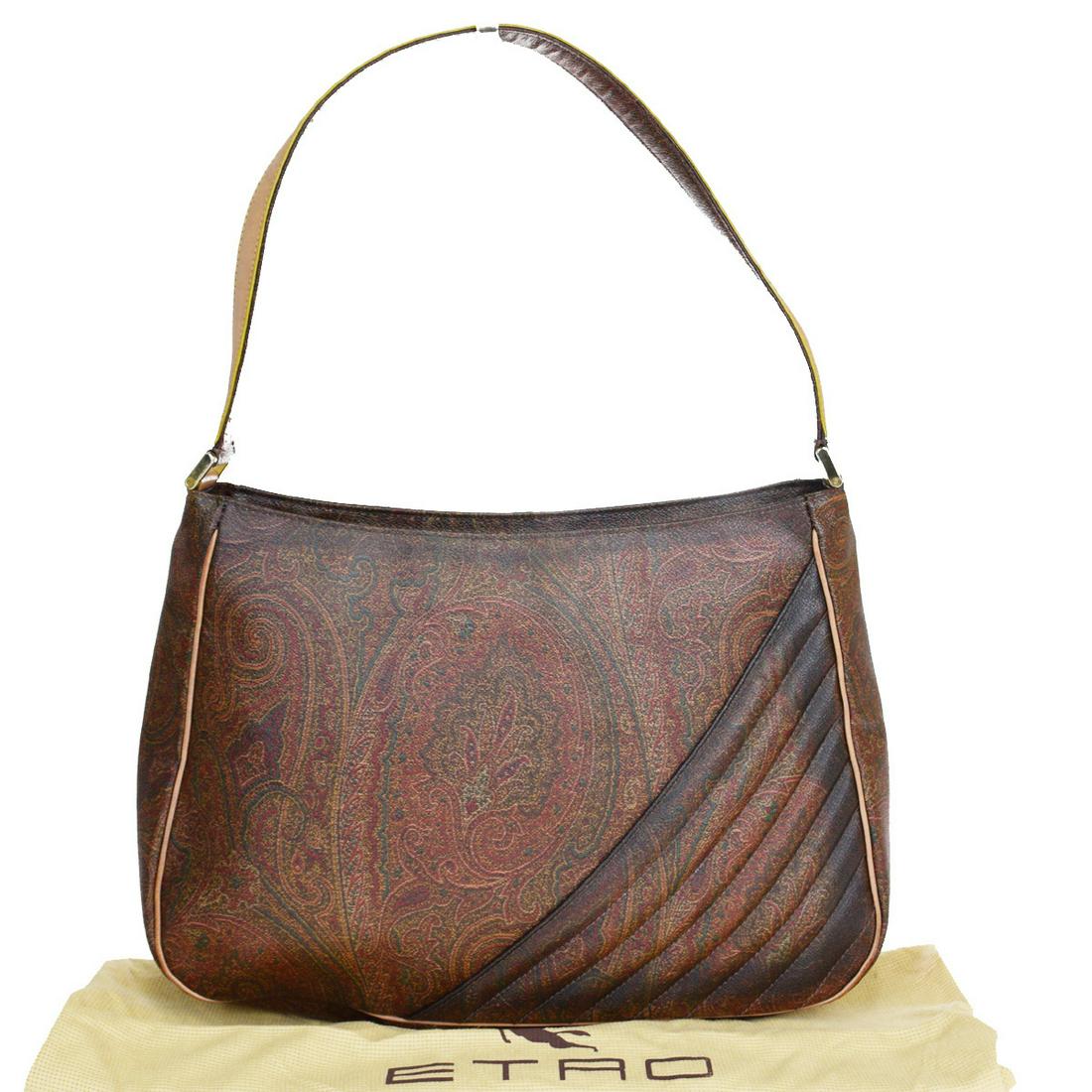 Authentic Etro Paisley PVC,Leather Shoulder Bag: This item qualifies for FREE DOMESTIC SHIPPING to customers in the USA Brand: Etro Model: Paisley Type: Shoulder bag Accessories: Drinking system Condition: Used (acceptable) Material: PVC ,Leather Co
