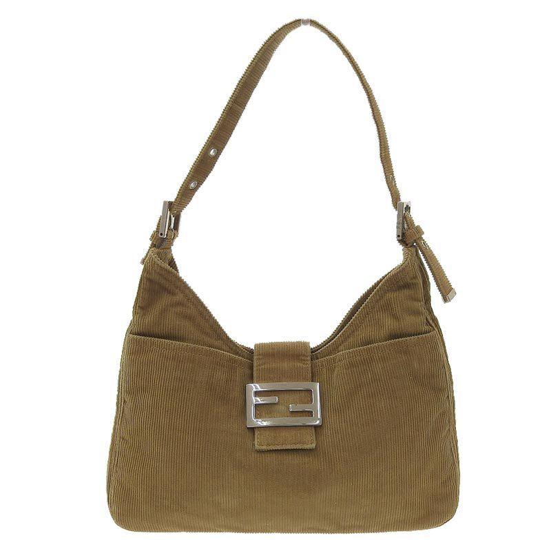 Authentic Fendi Mamma Bucket One Shoulder Bag Corduroy: This item qualifies for FREE DOMESTIC SHIPPING to customers in the USA Brand: Fendi Type: Shoulder bag Condition: Used (good) Material: Cord Color: Camel Size (HxWxD): 17cm x 29.5cm x 5cm / 6.69'' x 1