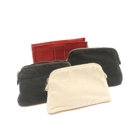 Authentic HERMES Pouch Canvas 4Set Black White Red: This item qualifies for FREE DOMESTIC SHIPPING to customers in the USA Brand: Hermes Department: Women Style: Pouch Country Of Manufacture: France Material: Canvas Type: Pouch Color: Black / White / R