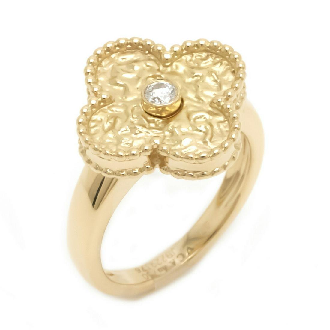 Authentic Van Cleef & Arpels VCA Ring K18YG Diamond #: This item qualifies for FREE DOMESTIC SHIPPING to customers in the USA Brand: Van Cleef & Arpels Condition: Used (like new) Line: Alhambra Material: Yellow gold (18K) Stone: Diamond US Size: 4-4.5 Oth