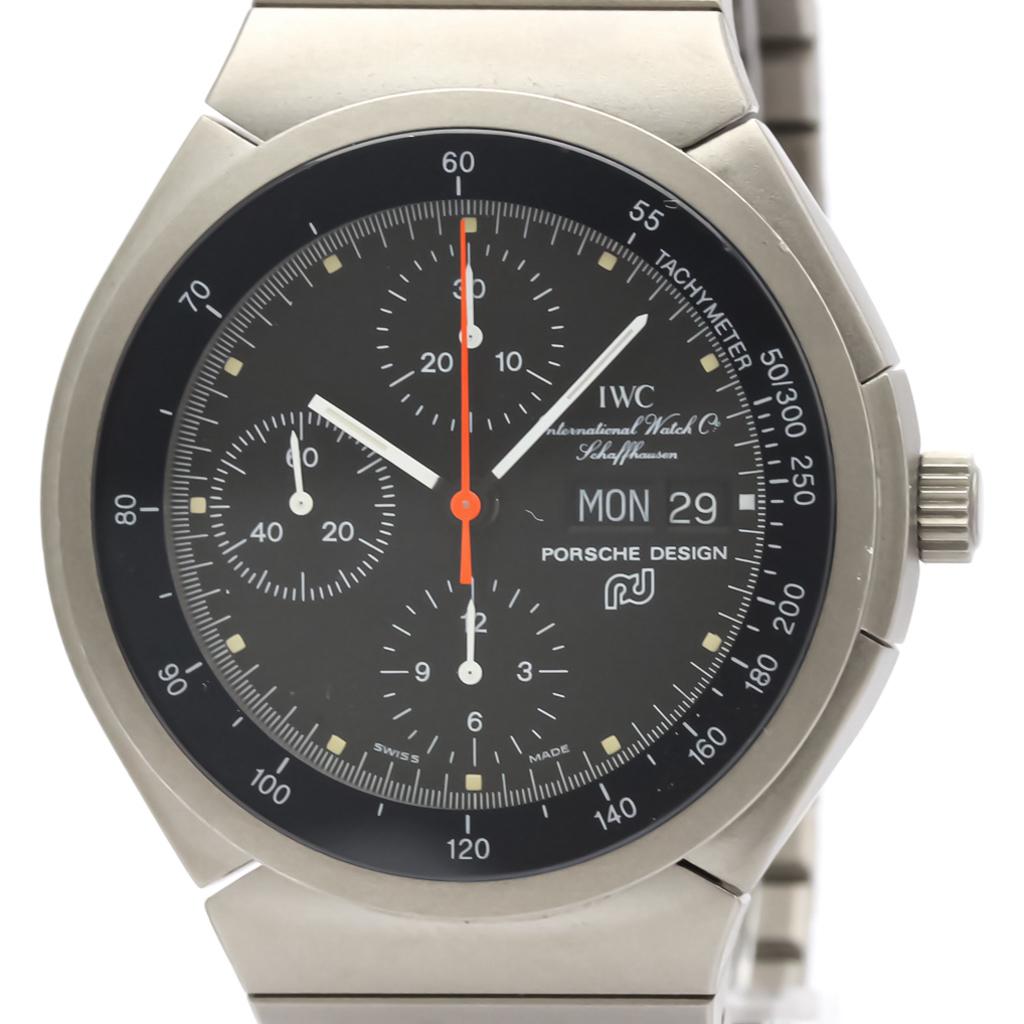 Authentic IWC Porsche Design Automatic Titanium Men's: This item qualifies for FREE DOMESTIC SHIPPING to customers in the USA Brand: IWC Gender: Men Material (Case): Titanium Material (Band): Titanium Color (Dial): Black Movement: Self Winding (Automatic)