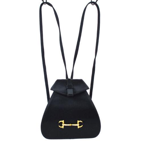 Authentic GUCCI Horsebit Rhinestone Backpack Bag: This item qualifies for FREE DOMESTIC SHIPPING to customers in the USA Size: Small Pattern: Horsebit Accents: Stoned Studs Logo Features: Non-Adjustable Strap Bottom Studs Model: Backpack Color: Black