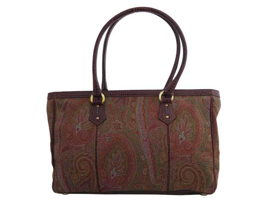 Authentic Etro Bag Paisley Multicolor Gold Hardware: This item qualifies for FREE DOMESTIC SHIPPING to customers in the USA Brand: Etro Type: Shoulder bag, Tote bag Material: Canvas ,Leather Color: Multi-color Size (HxWxD): 24.5cm x 35.5cm x 12cm / 9.64