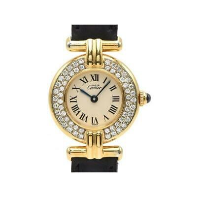 Authentic Must de Cartier Collise Vermeil Diamond Bezel: This item qualifies for FREE DOMESTIC SHIPPING to customers in the USA Product information Brand: Name: Cartier Product Name: Must Collise Vermeil Size: Ladies Case Size: 24mm (excluding crown) Inner 